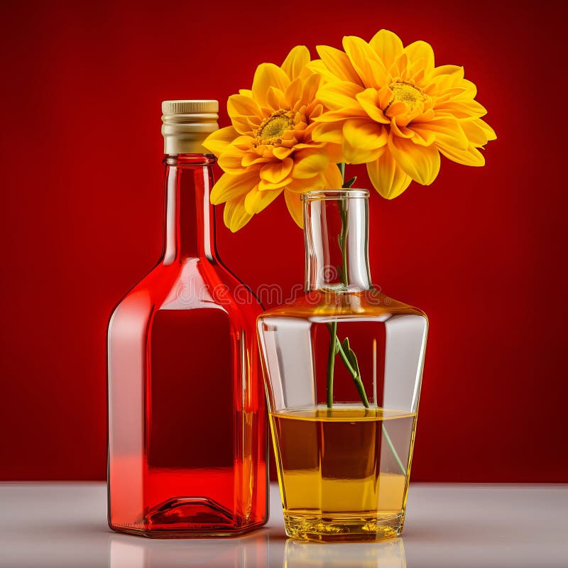 Modern minimialistisk vinflaska: blommor exotisk, levande bakgrund. ai genererad vektor illustrationer