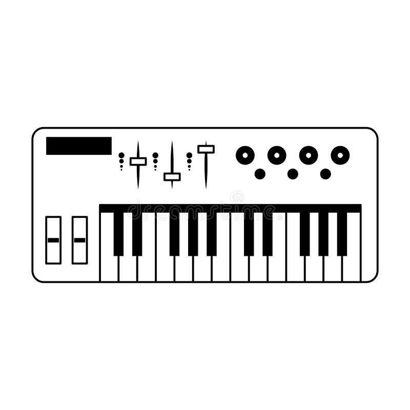 piano keyboard clipart black and white