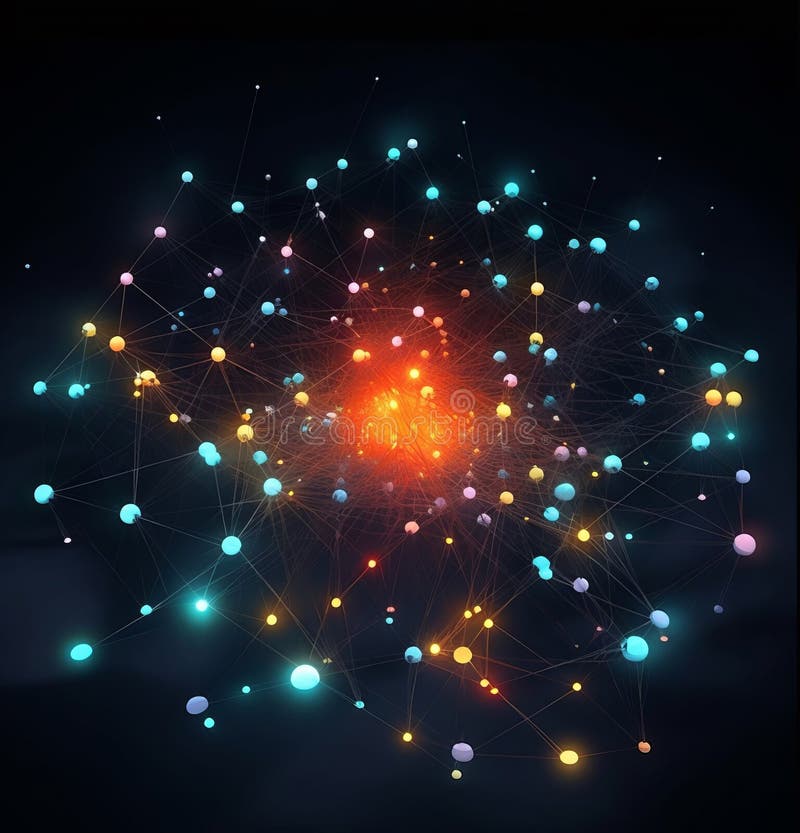 Modern Network with nodes connected background. Technology concept AI vector illustration
