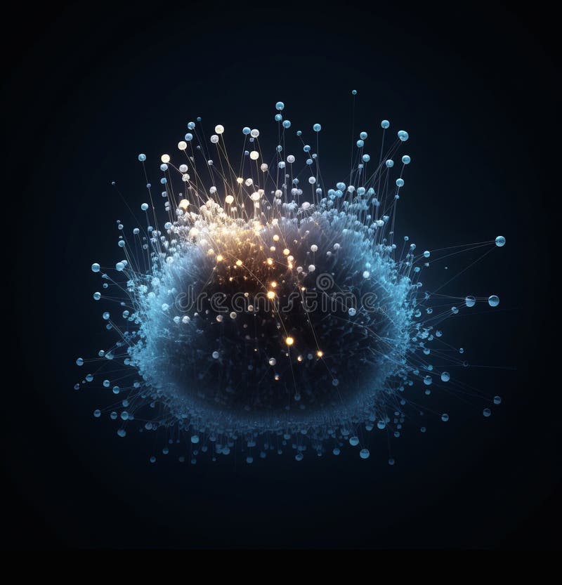 Modern Network with nodes connected background. Technology concept AI royalty free illustration
