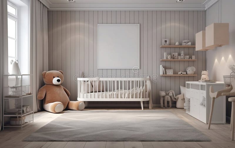Modern Nursery Room, Generative AI Stock Illustration Illustration of