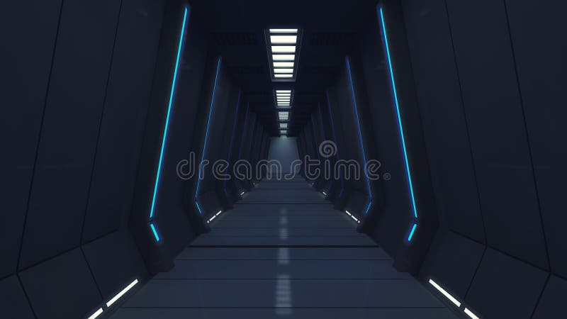 Modern och futuristisk rymdskeppkorridor