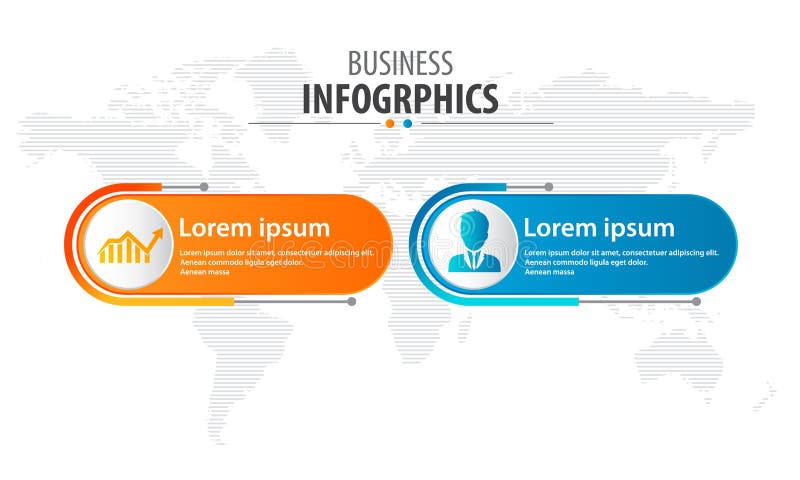 Modern och kreativ infografisk företagsmall med 2 element och formesvektorillustration royaltyfri illustrationer