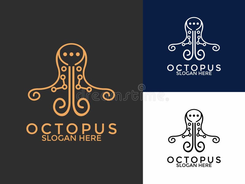 Modern Octopus Tech Logo vector, Creative Octopus Chat Technology logo design template royalty free illustration