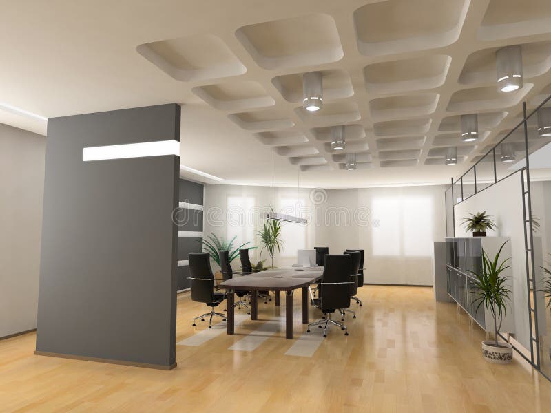 L'ufficio moderno design degli interni (rendering 3d)