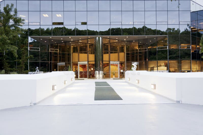 Modern Office Building Entrance Stock Image Image of concrete, lights