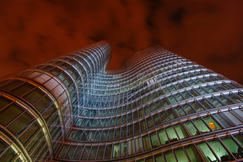 Modern Office Building At Night, Zagreb, Croatia royalty free stock image Modern Office Building At Night, Zagreb, Croatia royalty free stock image