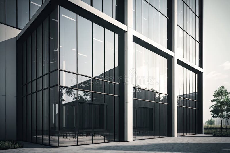 Modern Office Building, with Sleek and Minimalist Aluminium Windows