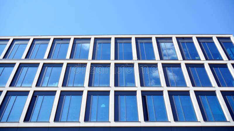 Modern Office Building Windows with Vertical Lines and Reflection ...