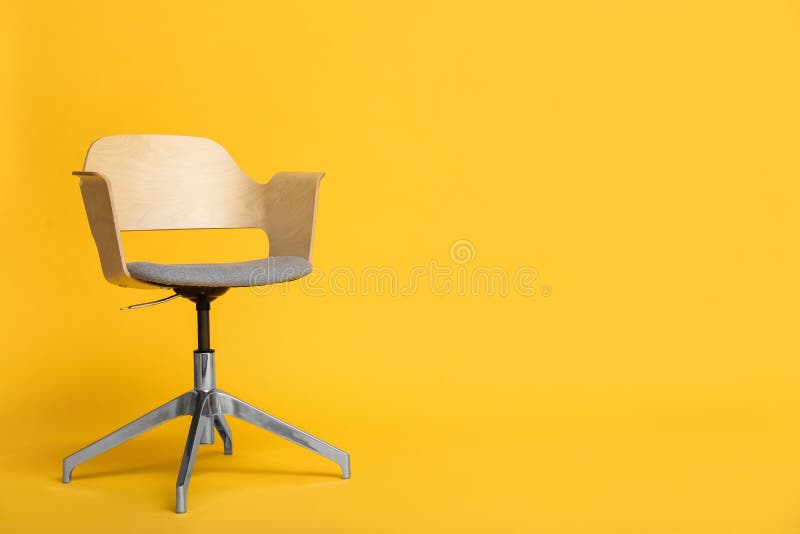 Modern Office Chair on Yellow Background Stock Image - Image of empty,  object: 207926751