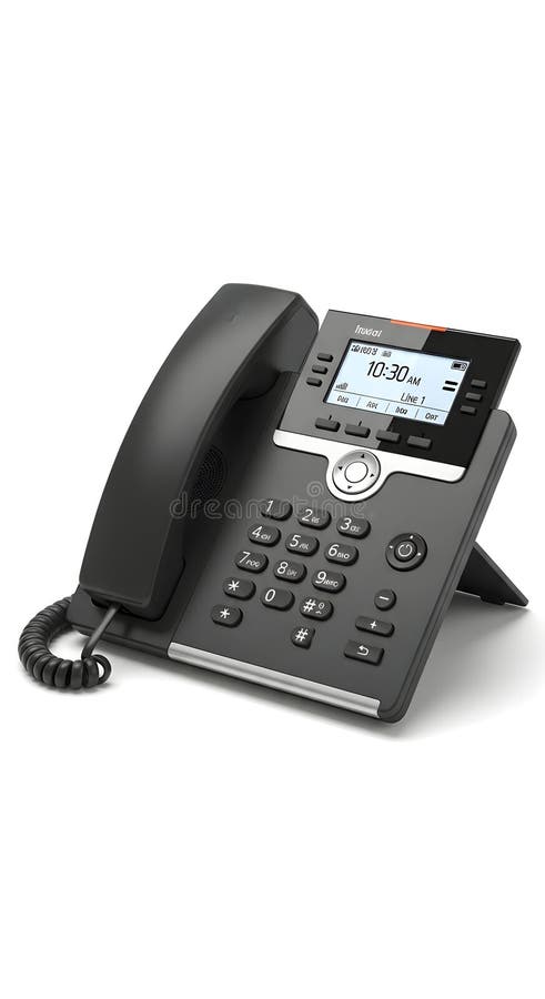Modern office desk phone with digital display vector illustration