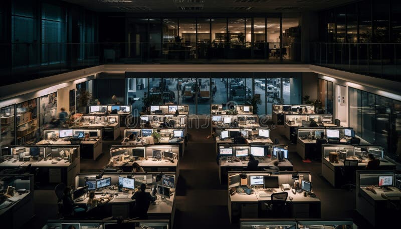 Modern Office with High Tech Equipment and Glass Architecture Generated