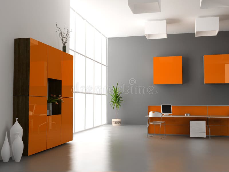 The modern office interior stock illustration