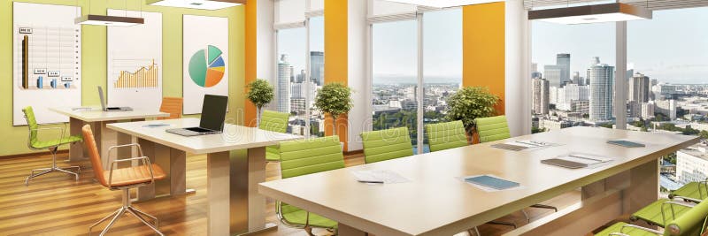 Modern office interior design in a skyscraper