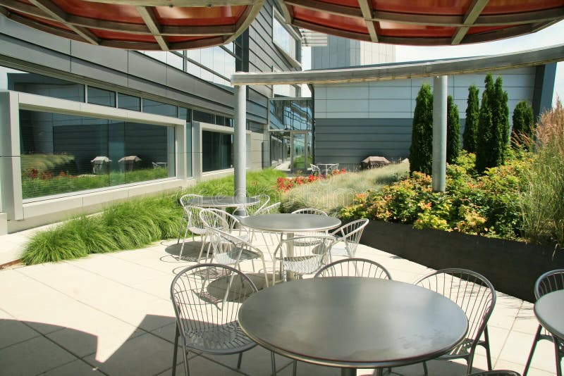 Modern Office Outdoor Lunch Area Stock Photo Image of airport, leed