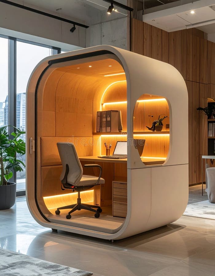 Modern Office Pod for Private Work and Focus vector illustration