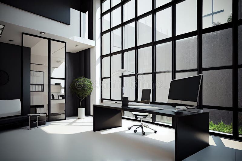 Modern Office, with Sleek and Minimalist Design, Featuring Plastic
