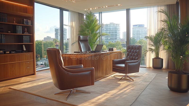 Modern office sunlight city view meeting royalty free stock photo