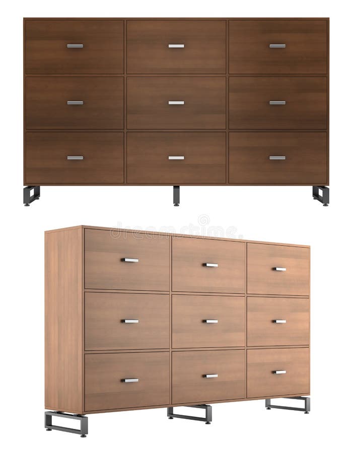 Modern office wooden cabinet isolated on white vector illustration