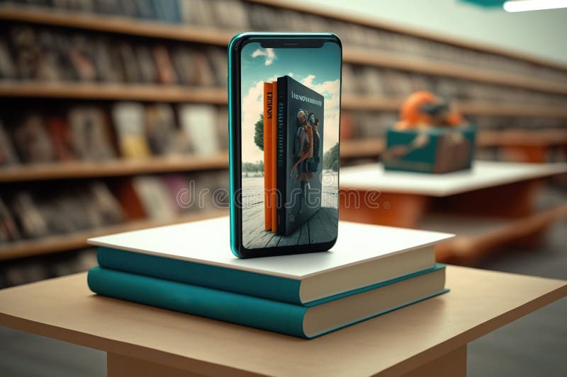 Modern Online Bookstore or Library Concept, Ebooks App for Reading