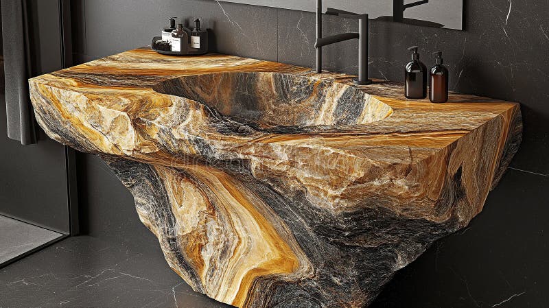 Modern onyx sink łazienka luksusowy projekt ciemny katalog tła obrazy royalty free
