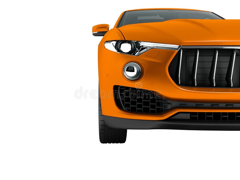 Modern Orange Car Crossover Viewer Half Auto 3d Render on White Stock Illustration