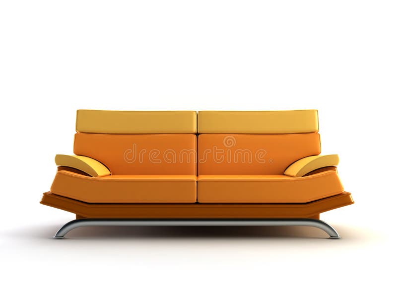 Modern orange couch stock illustration. Illustration of couch 2178442