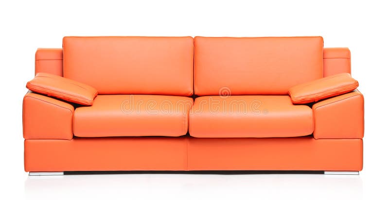 Modern orange sofa för bildläder fotografering för bildbyråer