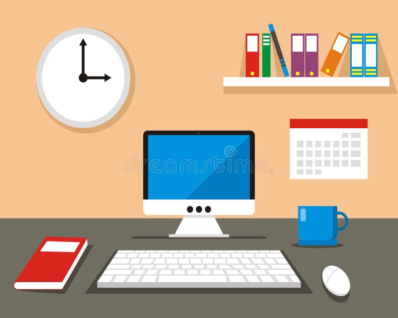 Modern Pc Computer Table To Work in Home Vector Stock Vector ...