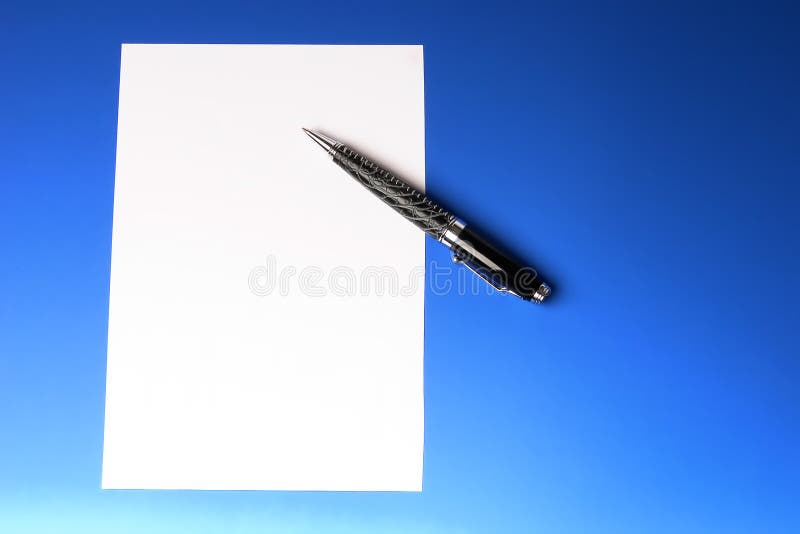 Pen and Sheet of White Paper Stock Image - Image of business, diary ...