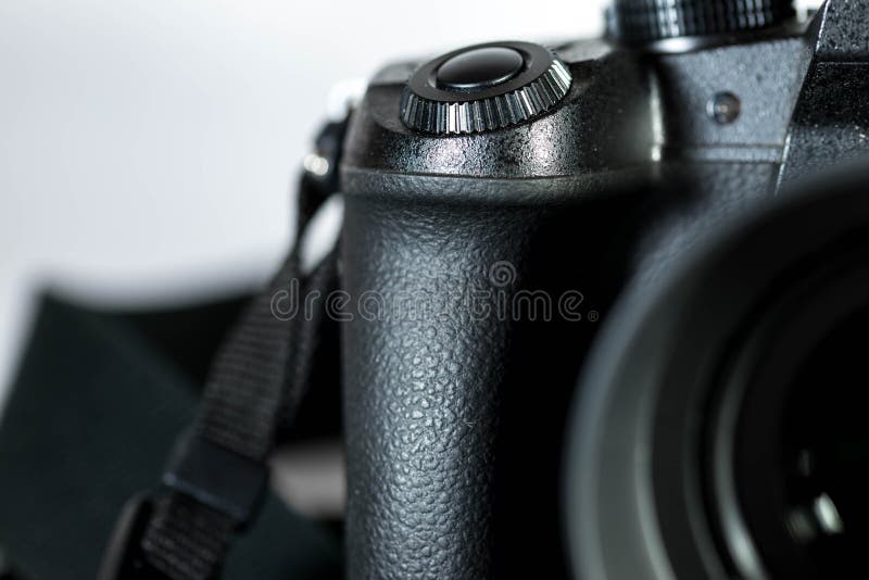 Modern photography camera shutter button close up macro shot stock photos