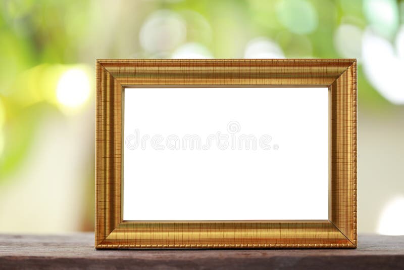 Modern Picture Frame Placed on a Wooden Floor. Stock Photo Image of