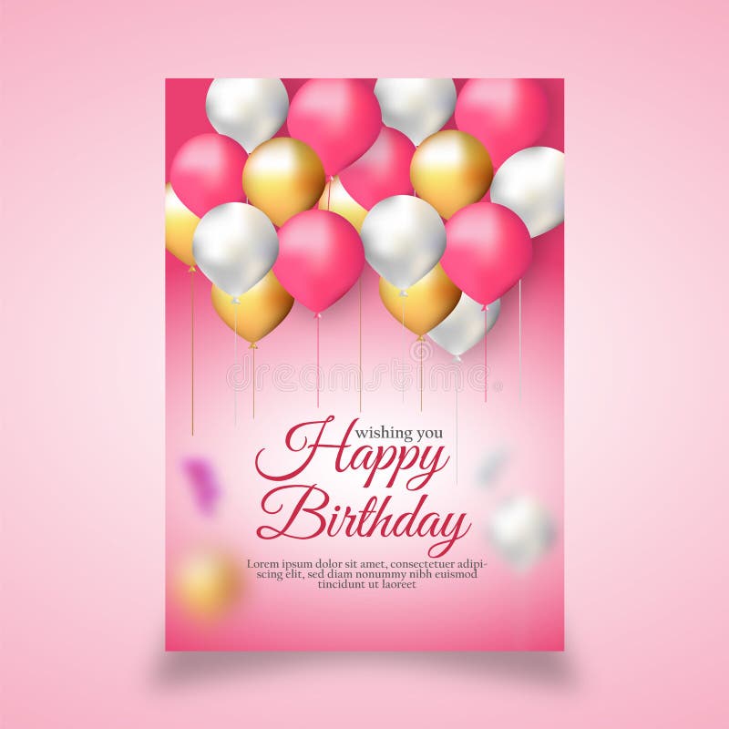 Birthday Invitation Print Card Template Stock Vector - Illustration of ...