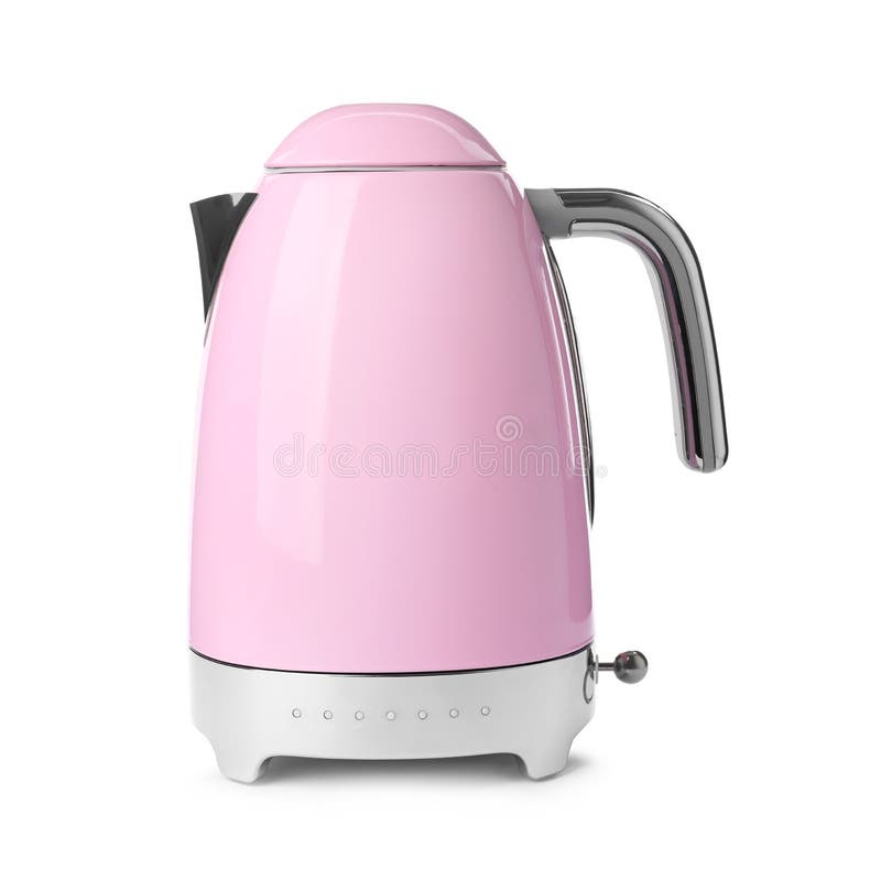 Modern Electric Kettle with Base Isolated on White Stock Photo Image