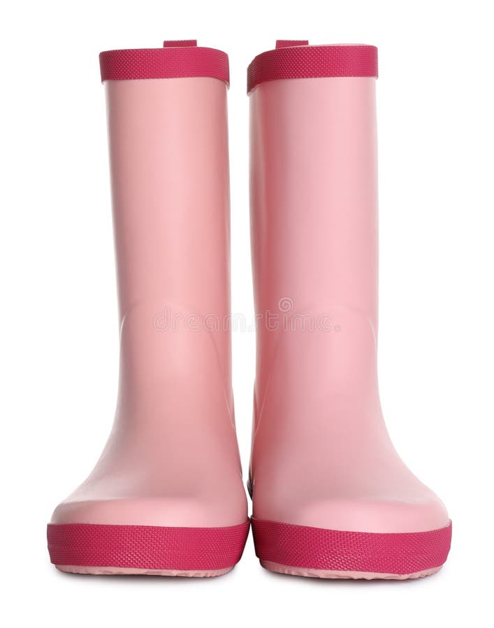 Modern Pink Rubber Boot Isolated on White Stock Image Image of