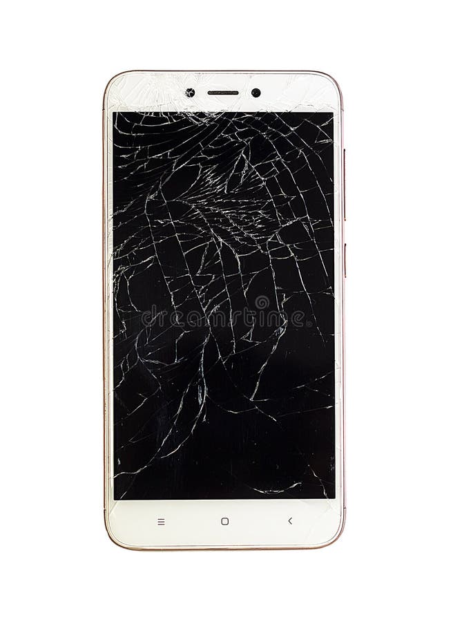 Modern pink smartphone with a broken touch screen. stock images Modern pink smartphone with a broken touch screen. stock images