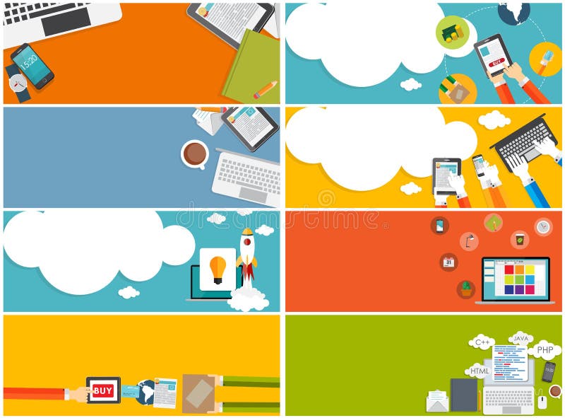 Modern plan designbaneruppsättning för din affär royaltyfri illustrationer Modern plan designbaneruppsättning för din affär royaltyfri illustrationer