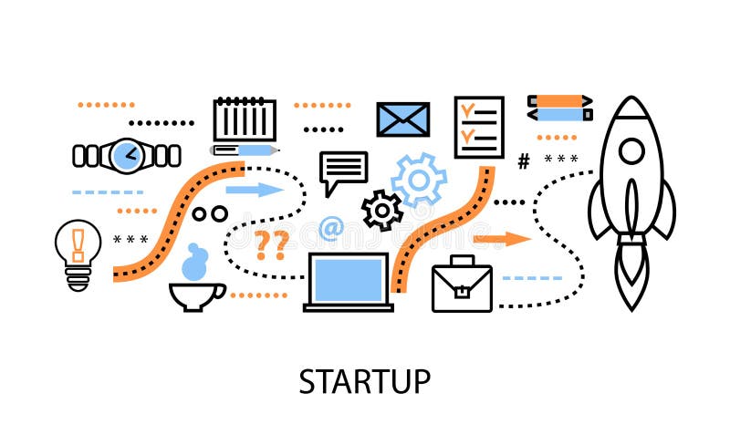 Modern plan tunn linje designvektorillustration, begrepp av det startup projektet, affärsstrategi och innovationutveckling royaltyfri illustrationer Modern plan tunn linje designvektorillustration, begrepp av det startup projektet, affärsstrategi och innovationutveckling royaltyfri illustrationer