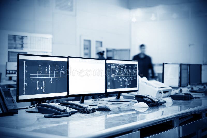 Modern plant control room stock photography