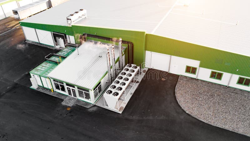 Modern plant for growing mushrooms top view royalty free stock photos