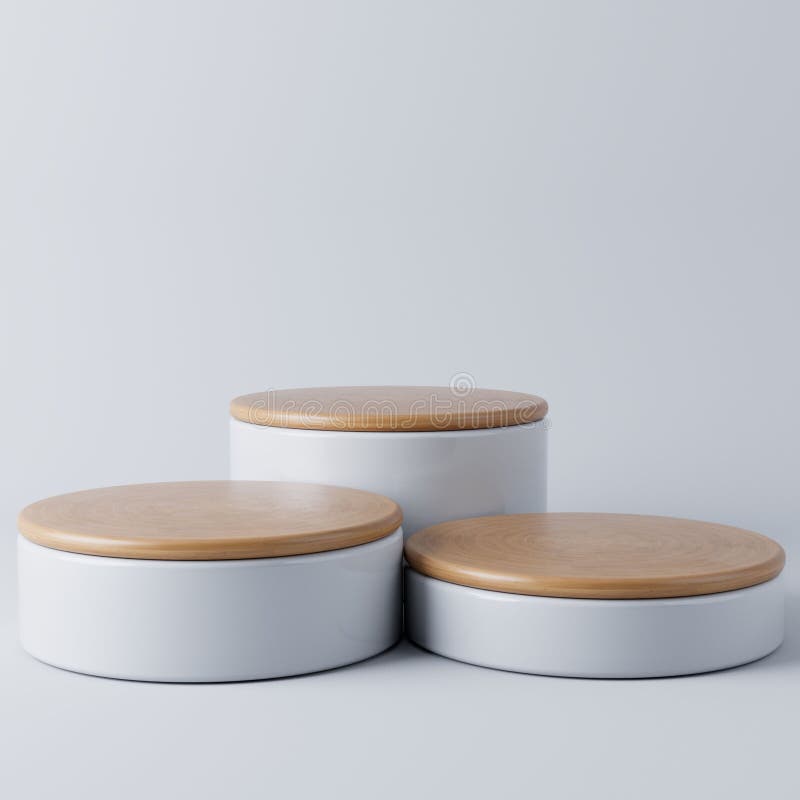 Modern Platform stand podium display on white room background. for empty product shelf or exhibition stage backdrop 3D rendering. vector illustration
