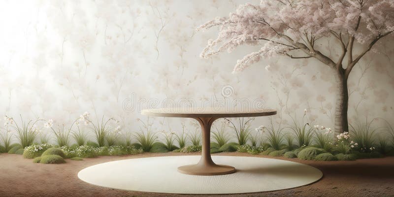 Modern Product Display Table That Reflects Current Trends and Styles. stock illustration