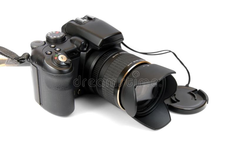 Super modern professional camera SLR on the white background. Body cam stock images, royalty-free photos and pictures