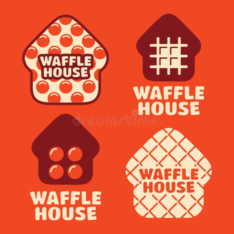Modern Professional Vector Set Logo Waffle House in Orange Theme Stock