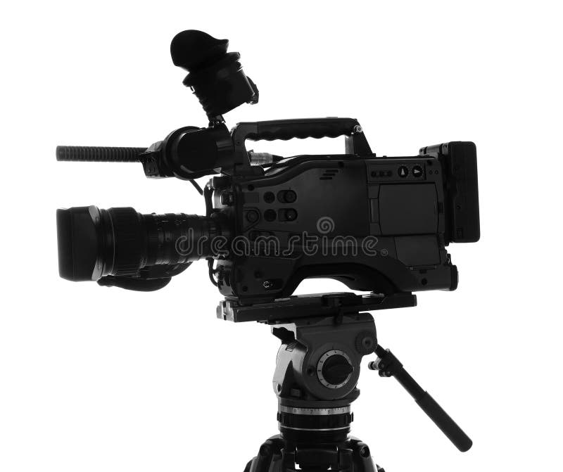 Modern Professional Video Camera Isolated on White Stock Image Image