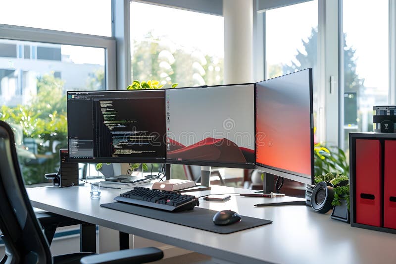 Modern Programmer S Workspace Setup: Triple Monitor Display with ...