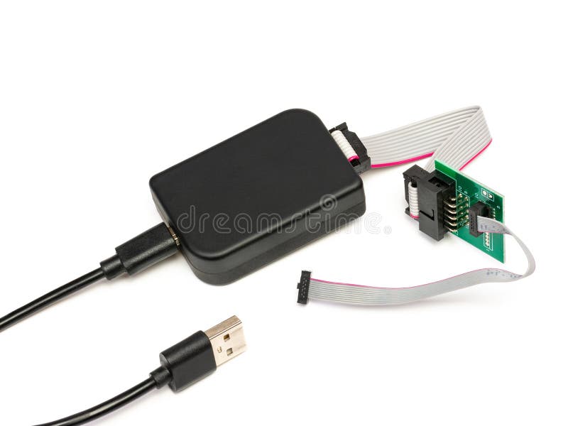 A modern programmer with a usb cable for chips and memory stock photos