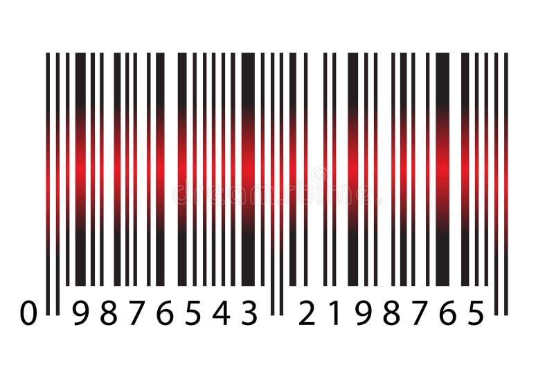 Modern realistisk enkel Barcode med rött laser-ljus i vektorn som isoleras på vit bakgrund vektor illustrationer Modern realistisk enkel Barcode med rött laser-ljus i vektorn som isoleras på vit bakgrund vektor illustrationer