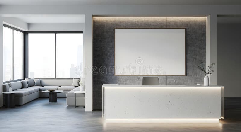 Modern Reception Area with Blank Canvas vector illustration