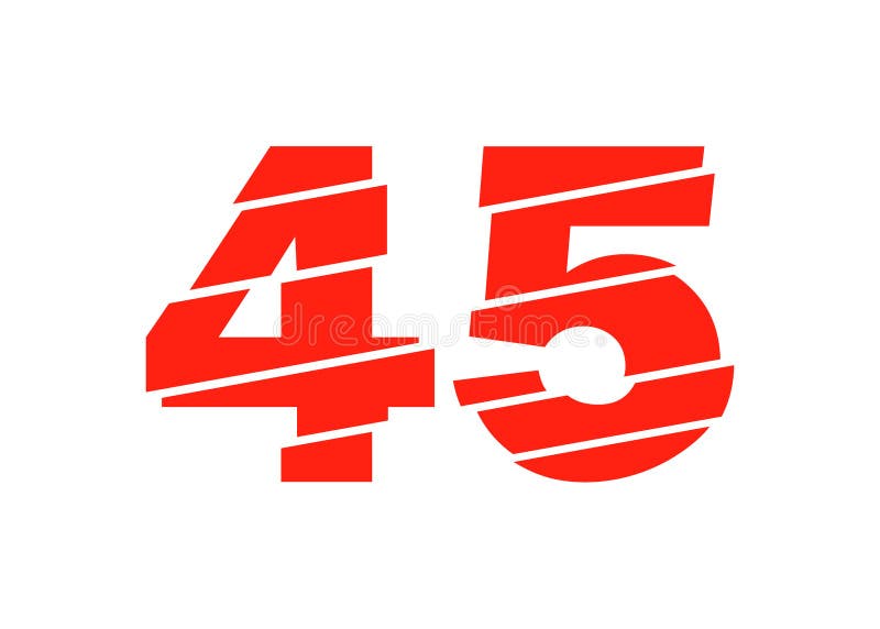 Modern Red 45 Number Design Vector Illustration. Numeral Vector Trendy ...